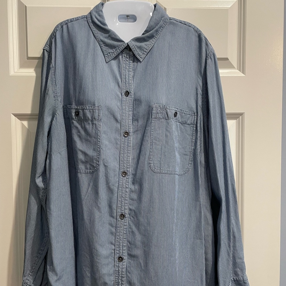 CHAPS Denim Blue and White Striped Shirt, Worn Once, Size 1X